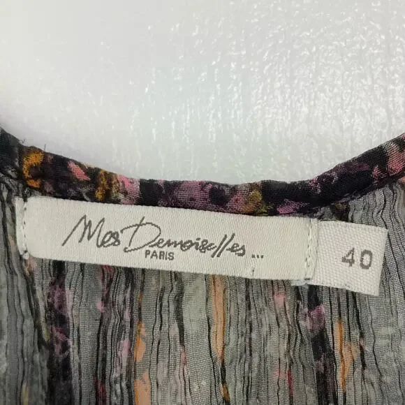 NWOT MES DEMOISELLES Top 40~M Chiffon Sheer Crinkle A-Line Tiered Multi”Katarina - Picture 4 of 6